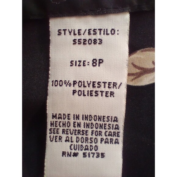 Y2K Ruffle Blouse Shirt 8P Black Floral Button Front Whimsigoth Cottagecore - Picture 9 of 10